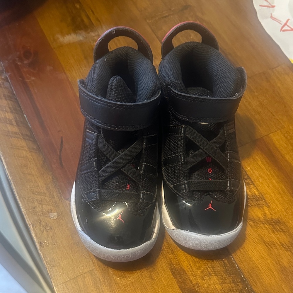 Jordan Kids Black and Red High-Top Sneakers